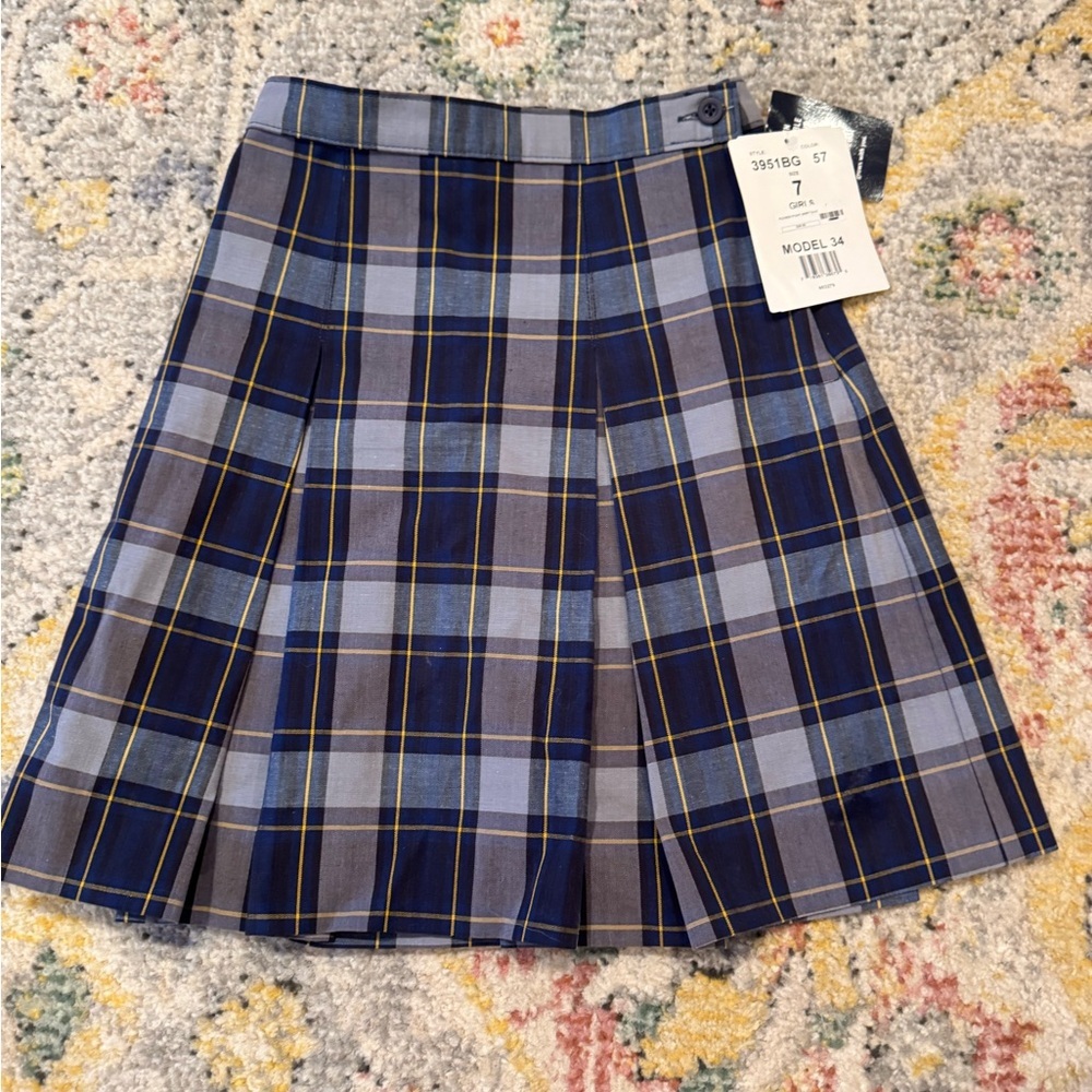 Plaid kick pleat skirt